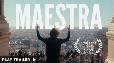Film trailer for "MAESTRA" directed by Maggie Contreras. A young woman holding a violin looks up at the conductor. https://vimeo.com/903440654