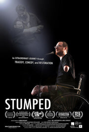 Film poster for "Stumped" with man in wheelchair.