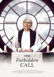 Film poster for "The Forbidden Call" with woman standing at altar.