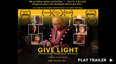 Trailer for the documentary "Give Light: Stories from Indigenous Midwives" directed by Steph Smith. A picture of an older woman surrounded by other women. https://vimeo.com/1094460961