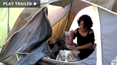 Trailer for documentary "Lifeline" directed by Jessica Philipps. Tents on sidewalk. https://vimeo.com/1040962715