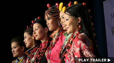  Trailer for documentary “MISS TIBET: BEAUTY IN EXILE” directed by Norah Shapiro. Women in the costumes on stage. https://vimeo.com/1026240274