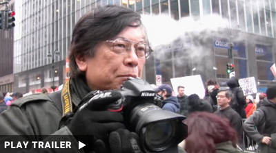 Documentary trailer "PHOTOGRAPHIC JUSTICE: THE CORKY LEE STORY" directed by Jennifer Takaki. A man in a crowd holds a camera. https://vimeo.com/933783001
