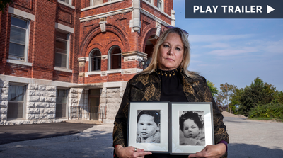 Trailer for documentary "Unloved: Huronia's Forgotten Children" directed by Barri Cohen. Woman holding two photos of children. https://vimeo.com/1027848443