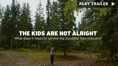 Trailer for the documentary "The Kids Are Not Alright" directed by Mikaela Shwer. Person standing in a forest with text overlay about the troubled teen industry. https://vimeo.com/1094460103