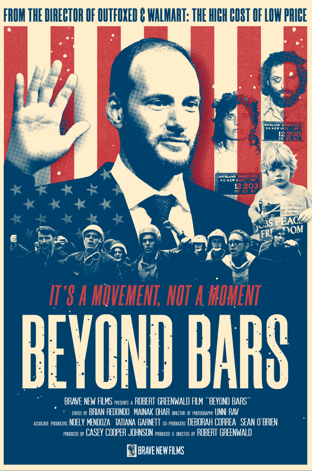 Film poster for “BEYOND BARS”. Collage with different photos.