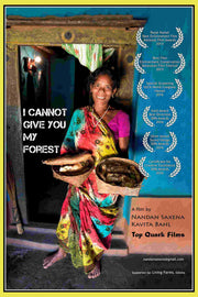 Film Poster for "Dongar dei paribi nahin (I cannot give you my forest). A woman presents two baskets of items.