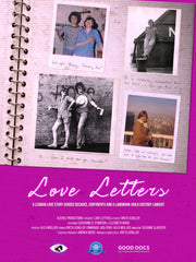 Film poster for "LOVE LETTERS". An open photo book shows photos of two women.