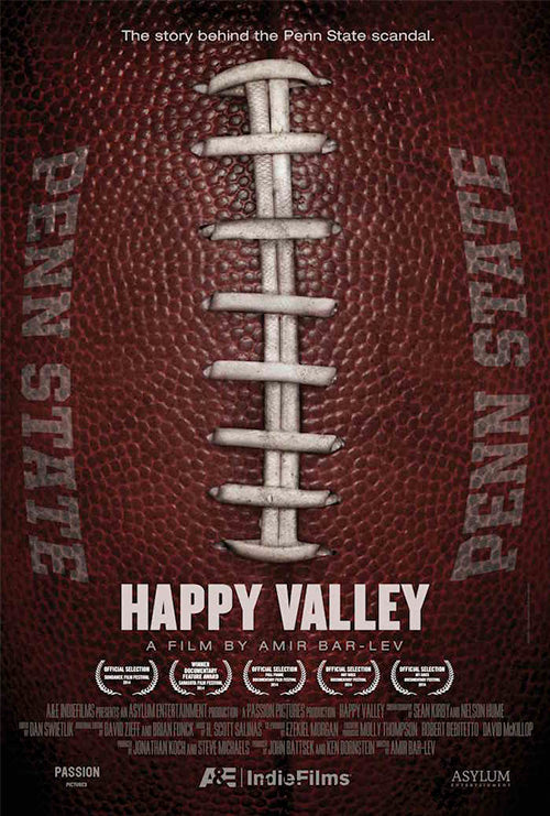 Film poster for "Happy Valley" with close up of football.