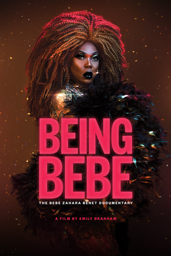 Poster for film "Being BeBe: The BeBe Zahara Benet Documentary" with drag queen posing in brown and black.