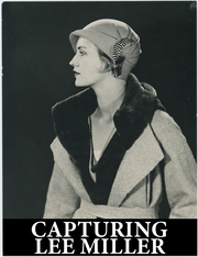 Film poster for "Capturing Lee Miller" with dressed up lady facing the side in black and white.