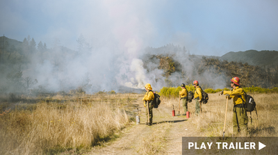 Trailer for documentary "Inhabitants: Indigenous Perspectives On Restoring Our World" directed by Costa Boutsikaris & Anna Palmer. Firefighters looking at smoke in grassland. https://vimeo.com/644945174