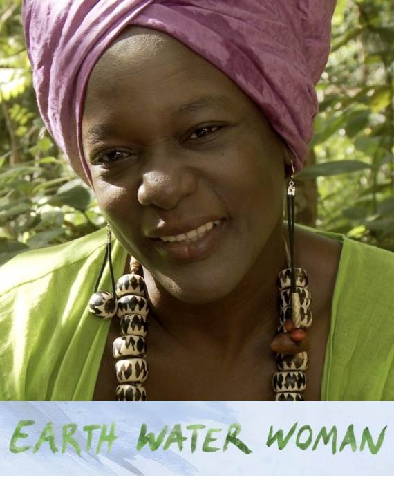 Film poster for "Earth Water Woman" with headshot of woman.
