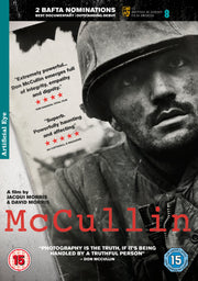 Film poster for "McCullin" with soldier in uniform in black and white.