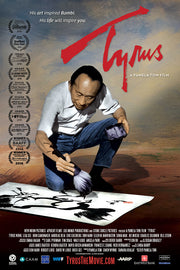 Film poster for "Tyrus" with man painting on the floor.