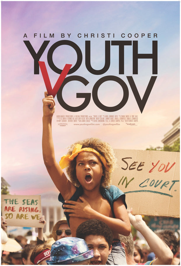Film poster for "Youth V Gov" with child in a group of protesters