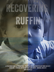 Film poster for "Recovering Ruffin" with baby photo in gray and blue.